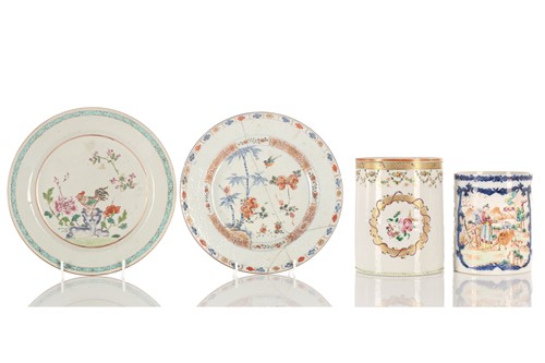 Lot 117 - Two Chinese porcelain tankards, Qing, each...