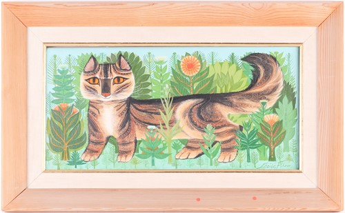 Lot 70 - Sheila Flinn (b.1929), Tabby Cat, oil on...