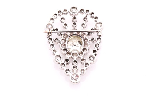 Lot 221 - A Victorian pear shape openwork brooch, circa...