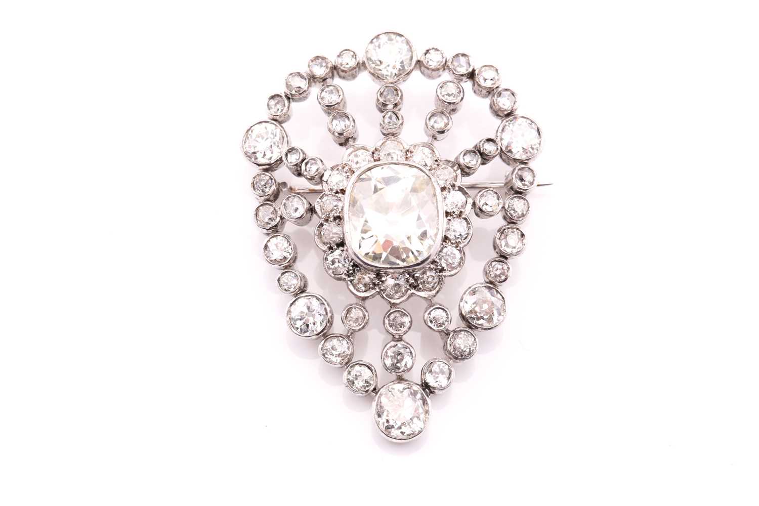 Lot 221 - A Victorian pear shape openwork brooch, circa...