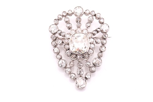Lot 221 - A Victorian pear shape openwork brooch, circa...
