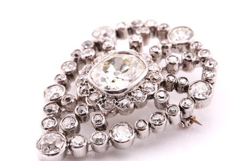 Lot 221 - A Victorian pear shape openwork brooch, circa...