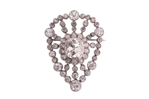 Lot 221 - A Victorian pear shape openwork brooch, circa...
