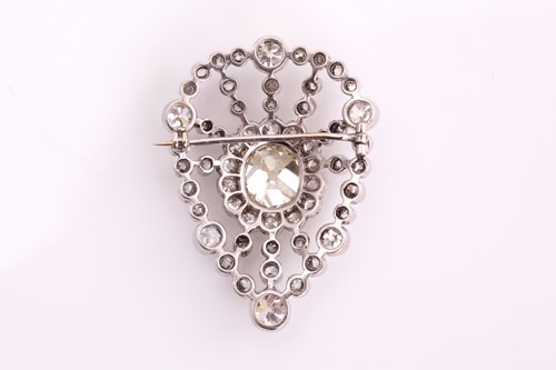 Lot 221 - A Victorian pear shape openwork brooch, circa...