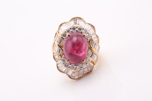 Lot 273 - A yellow metal, diamond, and rubellite...