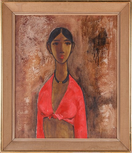 Lot 35 - B Prabha (1933-2001) Indian, half-length...