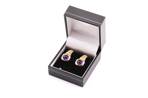 Lot 203 - A pair of Bvlgari 18 carat amethyst and...
