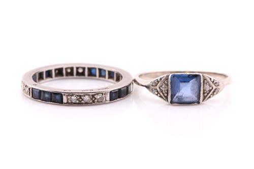 Lot 413 - An Art Deco sapphire and diamond ring; the...