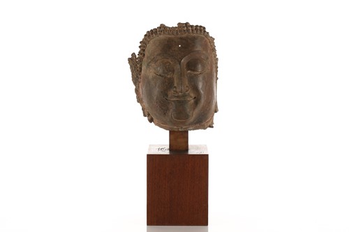 Lot 111 - A bronze head of Buddha, 18th century, South...