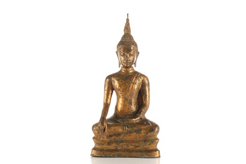 Lot 195 - A Thai gilt bronze figure of Buddha, 19th/20th...