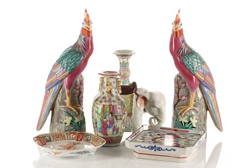 Lot 133 - A Pair of Chinese porcelain pheasants, late...