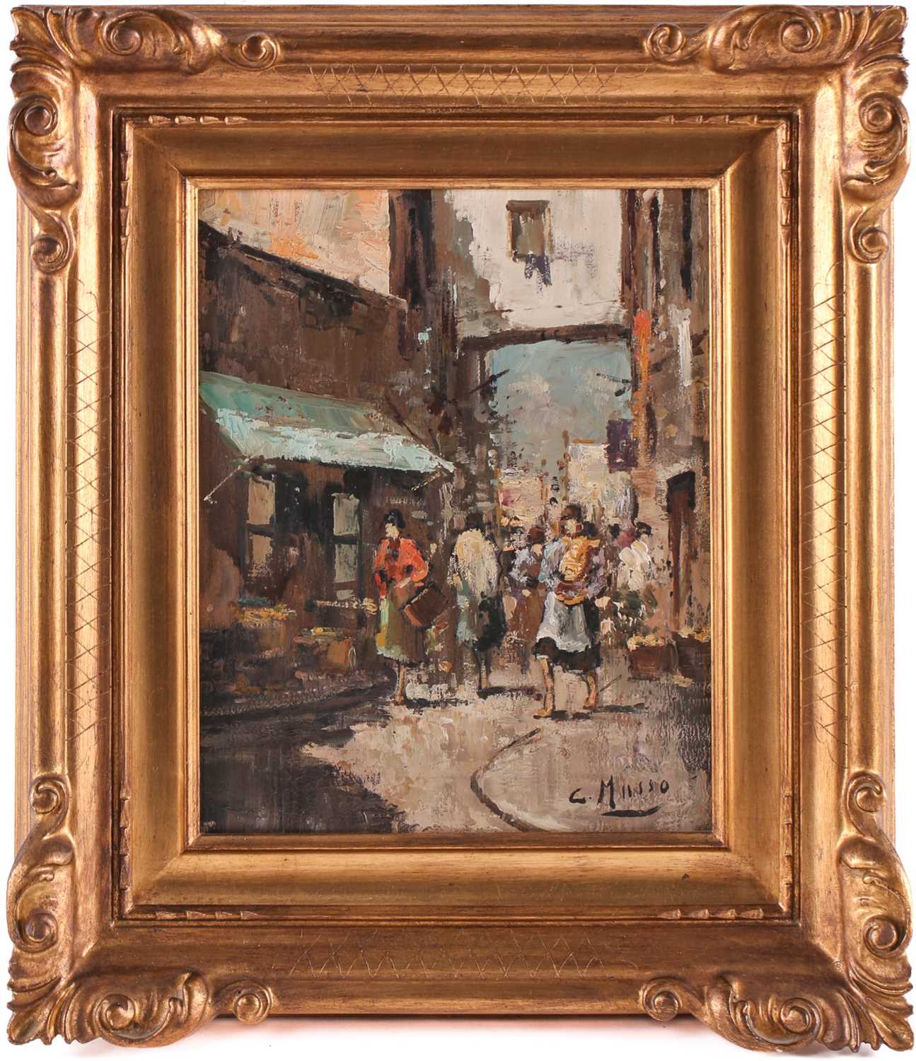 Lot 24 - C Musso, 20th century, an Italian street scene,...