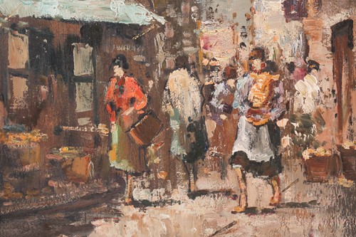 Lot 24 - C Musso, 20th century, an Italian street scene,...