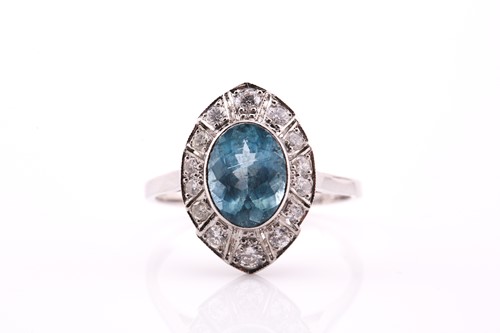 Lot 12 - An art deco style aquamarine and diamond...