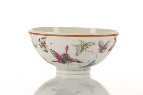 Lot 147 - A Chinese porcelain butterfly bowl, the...