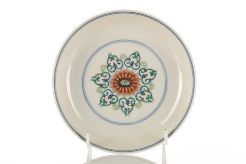 Lot 155 - A Chinese porcelain Doucai saucer dish, the...