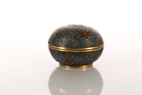 Lot 223 - A small Chinese cloisonne enamel cosmetic pot...