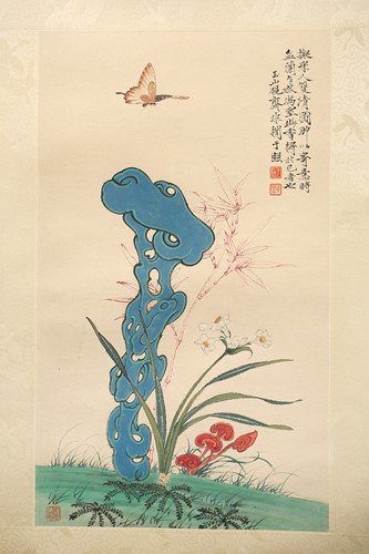 Lot 164 - A Chinese watercolour hanging scroll, 20th...