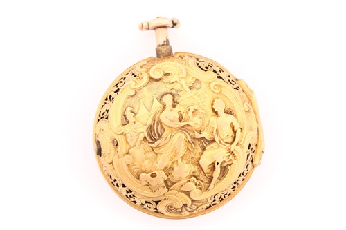 Lot 396 - A yellow metal 'repeater' open face pocket...