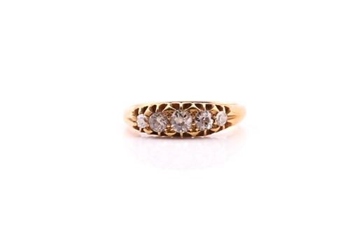 Lot 140 - A Victorian half hoop diamond ring, on 18ct...