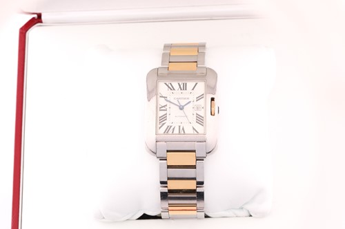 Lot 422 - An 18ct gold and steel Cartier Tank Anglais...