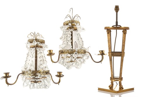 Lot 350 - A French Empire design gilt bronze table lamp...