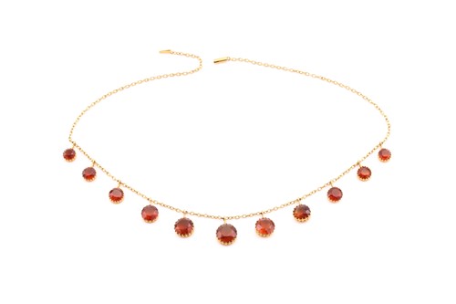Lot 238 - An Edwardian citrine fringe necklace, composed...