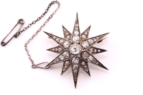 Lot 204 - A late Victorian diamond star brooch, the...