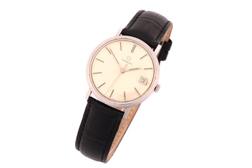 Lot 505 - A hand-wound Omega with a steel case measuring...