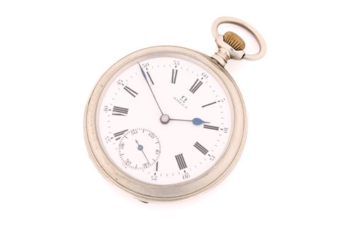 Lot 479 - An Omega stainless steel open face pocket...