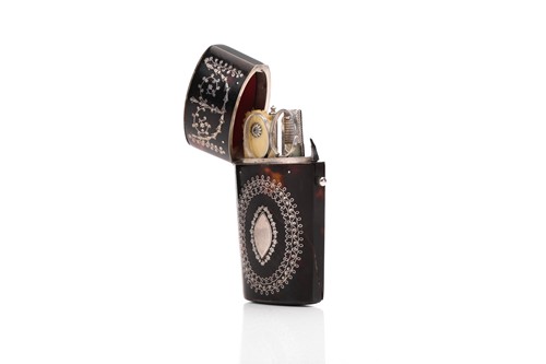 Lot 492 - A Victorian pique worked tortoiseshell etui of...