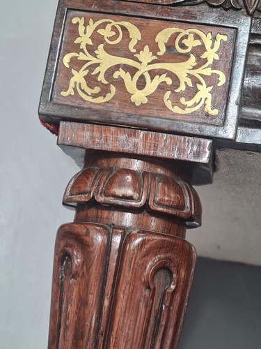 Lot 301 - A pair of George IV rosewood and brass inlaid...