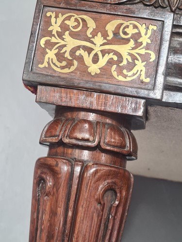 Lot 301 - A pair of George IV rosewood and brass inlaid...