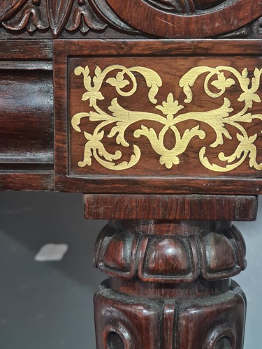 Lot 301 - A pair of George IV rosewood and brass inlaid...