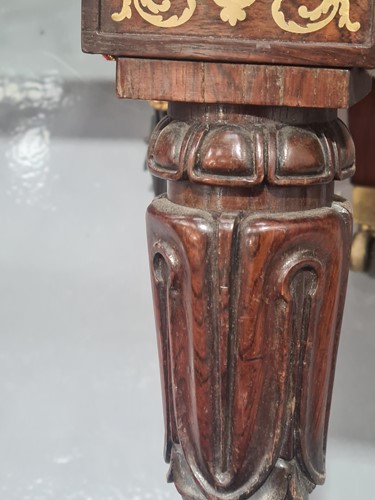 Lot 301 - A pair of George IV rosewood and brass inlaid...