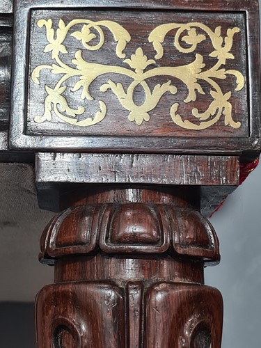 Lot 301 - A pair of George IV rosewood and brass inlaid...