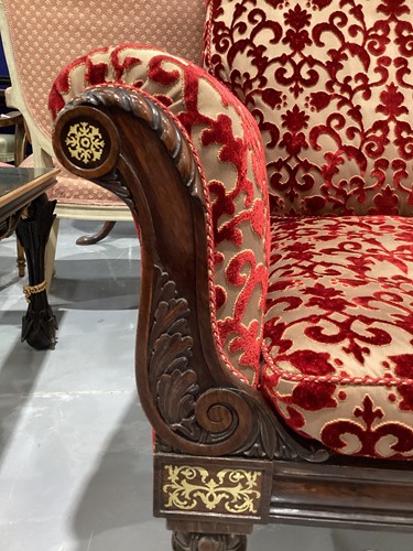 Lot 301 - A pair of George IV rosewood and brass inlaid...