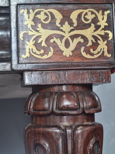 Lot 301 - A pair of George IV rosewood and brass inlaid...