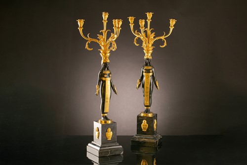 Lot 368 - A fine pair of Retour D’ Egypte ormolu and...