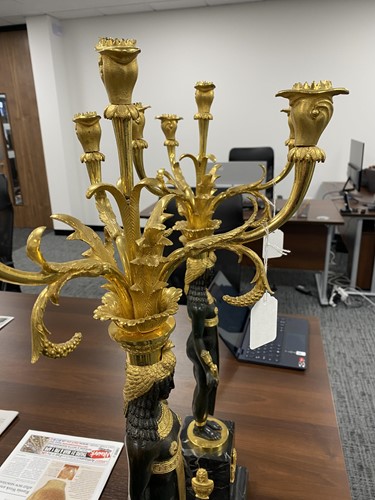 Lot 368 - A fine pair of Retour D’ Egypte ormolu and...