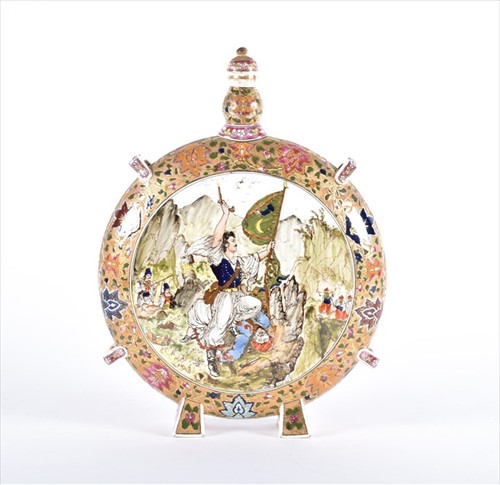 Lot 273 - A large Hungarian enamelled earthenware moon...