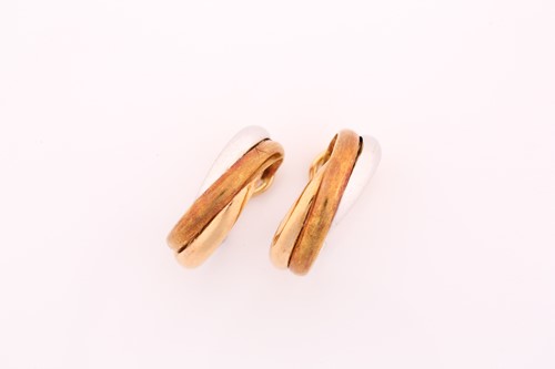 Lot 69 - A pair of Cartier 18ct dual-metal trinity...