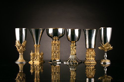 Lot 613 - Six late 20th-century silver-gilt...