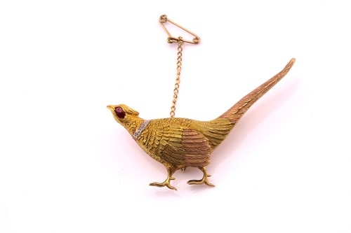 Lot 159 - A 19th century, tri-colour, enamel Pheasant...