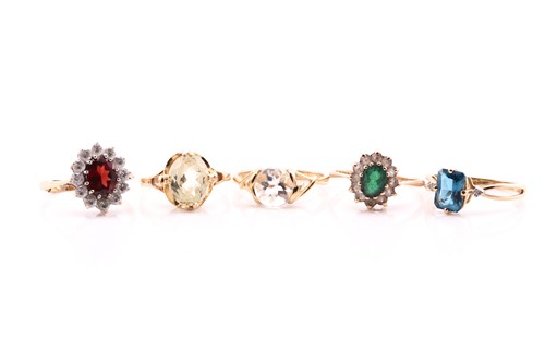 Lot 105 - Two gem-set cluster rings set in 9ct gold and...