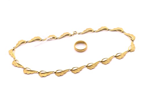 Lot 307 - A German yellow metal necklace and an 18ct...