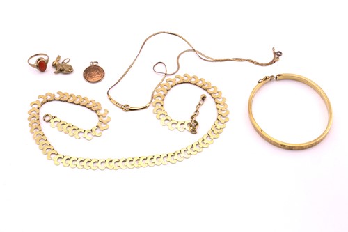 Lot 219 - A collection of German jewellery in yellow...