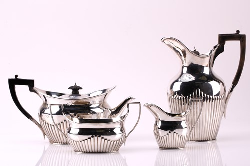 Lot 601 - A Victorian silver four-piece tea set, London...