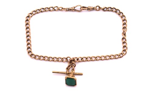 Lot 343 - A 9ct gold Albert chain, the curb links...