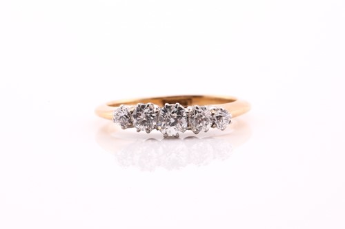 Lot 351 - A five stone old cut diamond ring, consisting...